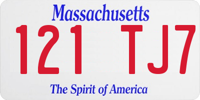 MA license plate 121TJ7