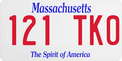 MA license plate 121TK0