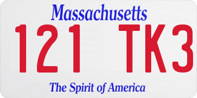 MA license plate 121TK3