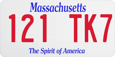 MA license plate 121TK7