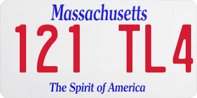 MA license plate 121TL4