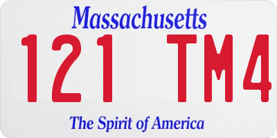 MA license plate 121TM4