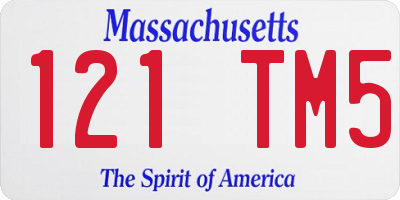 MA license plate 121TM5