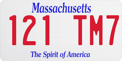 MA license plate 121TM7