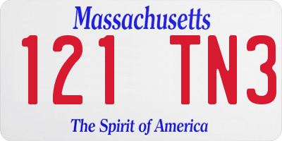 MA license plate 121TN3