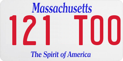 MA license plate 121TO0