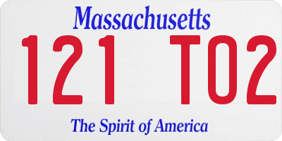 MA license plate 121TO2