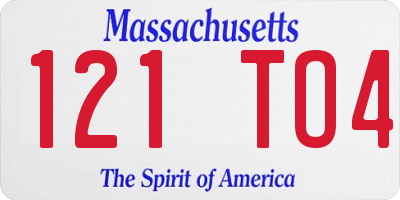 MA license plate 121TO4