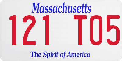 MA license plate 121TO5