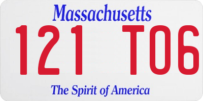 MA license plate 121TO6