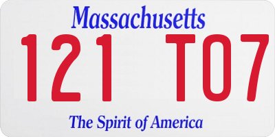 MA license plate 121TO7