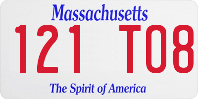 MA license plate 121TO8