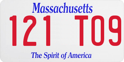 MA license plate 121TO9