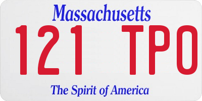 MA license plate 121TP0