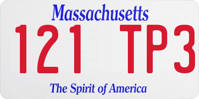 MA license plate 121TP3