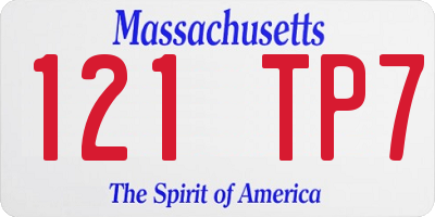 MA license plate 121TP7