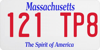 MA license plate 121TP8