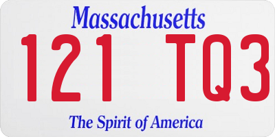 MA license plate 121TQ3