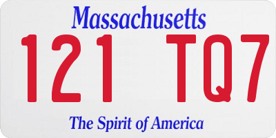 MA license plate 121TQ7