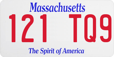 MA license plate 121TQ9