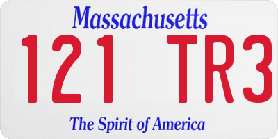 MA license plate 121TR3