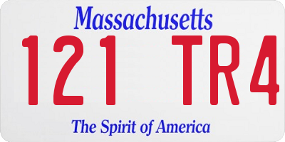 MA license plate 121TR4