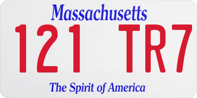 MA license plate 121TR7