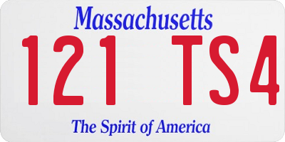 MA license plate 121TS4