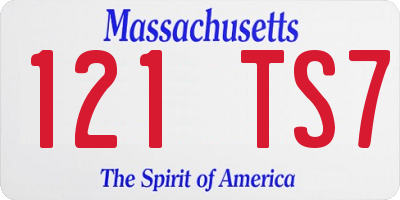 MA license plate 121TS7