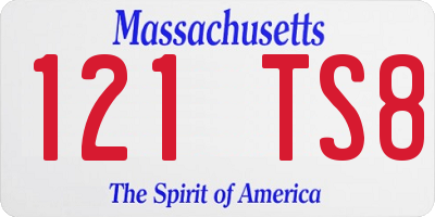 MA license plate 121TS8