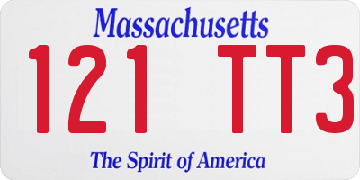 MA license plate 121TT3