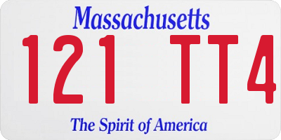 MA license plate 121TT4
