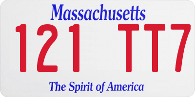MA license plate 121TT7