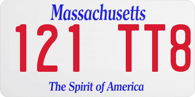 MA license plate 121TT8
