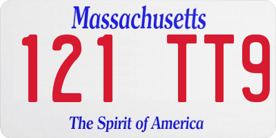 MA license plate 121TT9