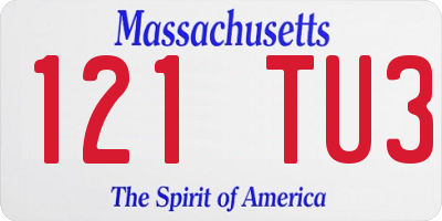 MA license plate 121TU3