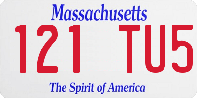 MA license plate 121TU5
