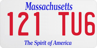 MA license plate 121TU6