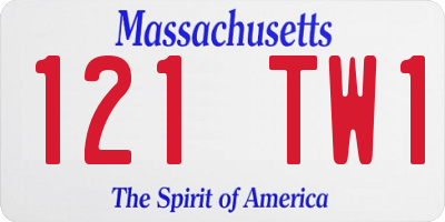 MA license plate 121TW1