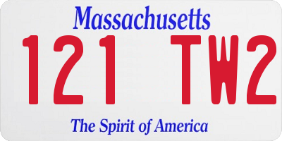 MA license plate 121TW2