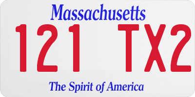 MA license plate 121TX2