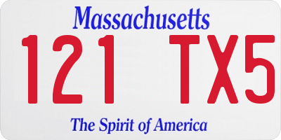 MA license plate 121TX5