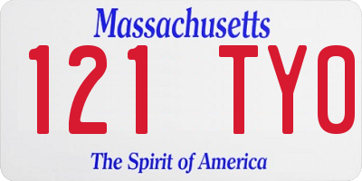 MA license plate 121TY0