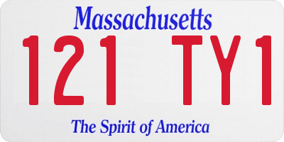 MA license plate 121TY1