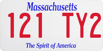 MA license plate 121TY2