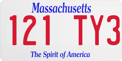 MA license plate 121TY3