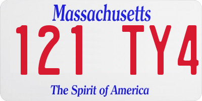 MA license plate 121TY4