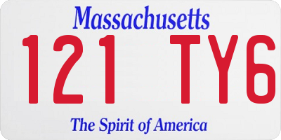MA license plate 121TY6