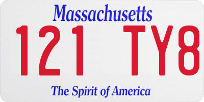 MA license plate 121TY8