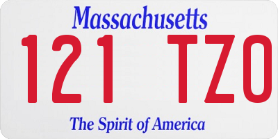 MA license plate 121TZ0